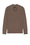 Rag & Bone Harvey Plaid Johnny Collar Polo In Brown