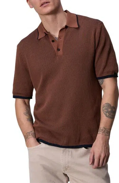 Rag & Bone Harvey Relaxed Polo In Brown