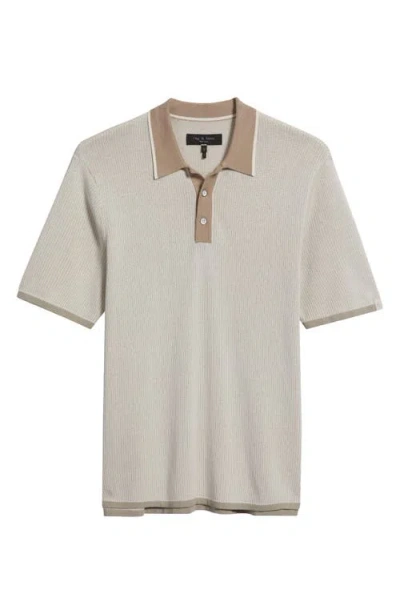 Rag & Bone Harvey Rib Cotton Blend Polo In Gray
