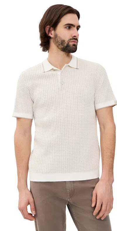 Rag & Bone Harvey Rib Polo Chalk In Neutral