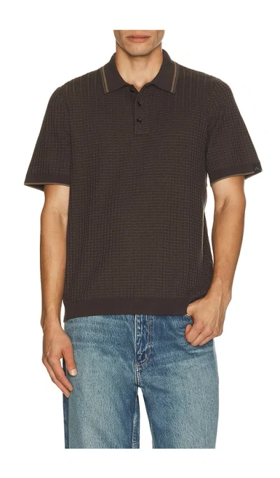 Rag & Bone Harvey Rib Polo Shirt In Brown