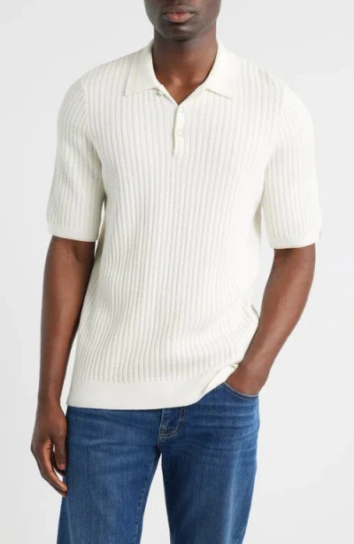 Rag & Bone Harvey Textured Polo Shirt In White