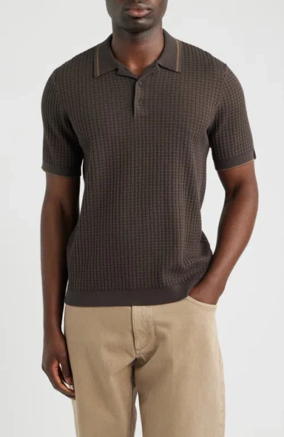 Rag & Bone Harvey Rib Polo Sweater In Brown