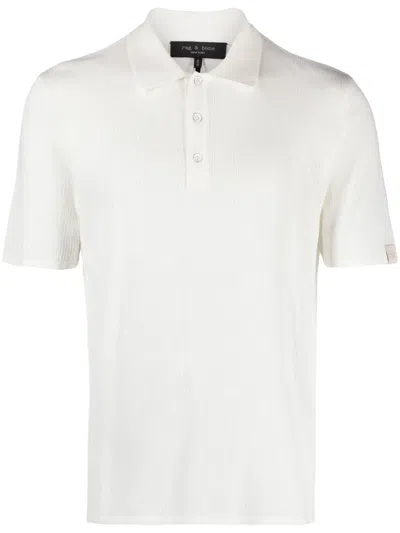 Rag & Bone Harvey Knit Short Sleeve Polo Shirt In Ivory