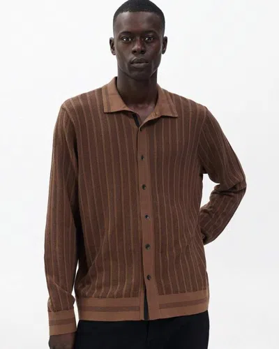 Rag & Bone Harvey Ribbed Knit Shirt In Brown