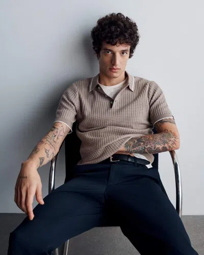 Rag & Bone Harvey Rib-knit Polo Shirt In Gray