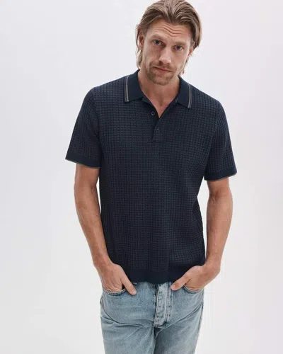 Rag & Bone Harvey Rib-knit Polo Shirt In Black