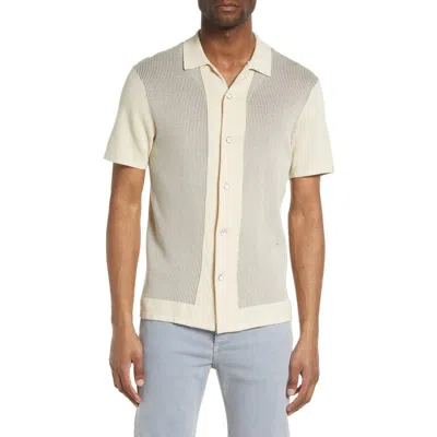 Rag & Bone Harvey Short Sleeve Knit Button-up Camp Shirt In Ivory