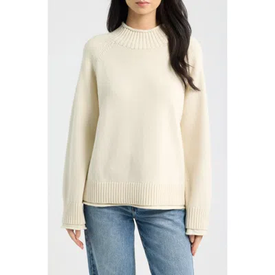 Rag & Bone Hazel Roll Neck Cotton & Wool Sweater In White