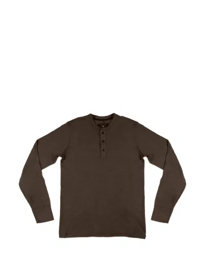 Rag & Bone Henley Crew-neck T-shirt In Brown