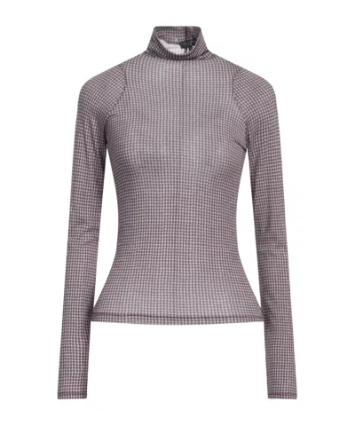 Rag & Bone Houndstooth Longsleeve Turtleneck Tshirt In Gray