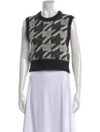 Pre-owned Rag & Bone Houndstooth Print Crew Neck Sweater In Black