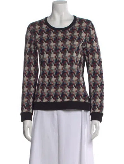 Pre-owned Rag & Bone Houndstooth Print Crew Neck Sweater In Blue