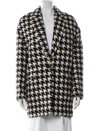Pre-owned Rag & Bone Houndstooth Print Faux Fur Coat W/ Tags In Neutral