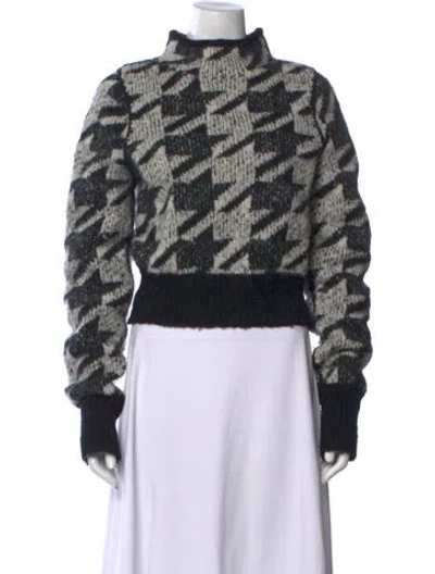 Pre-owned Rag & Bone Houndstooth Print Mock Neck Sweater In Black