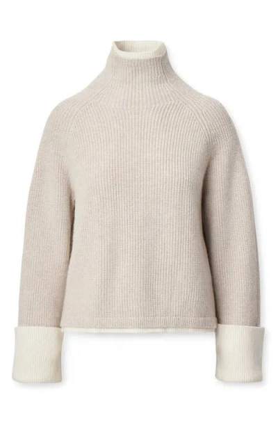 Rag & Bone Ilaria Contrast Turtleneck Wool Sweater In Neutral