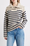 Rag & Bone Ilaria Stripe Half Zip Wool Pullover In Multi