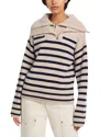 Rag & Bone Ilaria Stripe Half Zip Wool Sweater In Multi