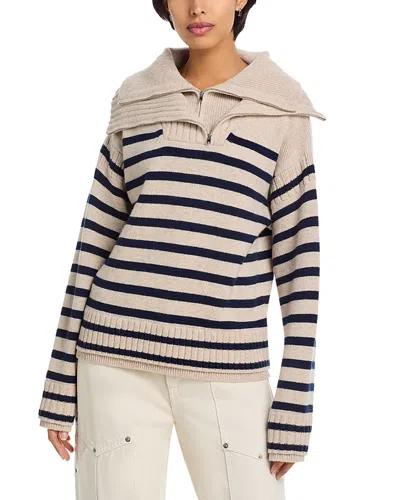 Rag & Bone Ilaria Stripe Half Zip Wool Sweater In Multi