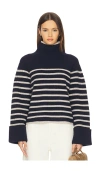 Rag & Bone Ilaria Stripe Turtleneck In Blue