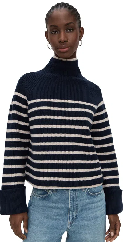 Rag & Bone Ilaria Stripe Turtleneck Navy In Multi