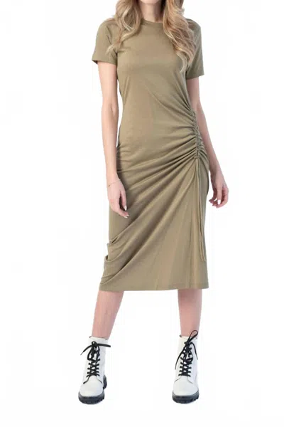 Rag & Bone Ina Midi Dress In Light Olive In Brown