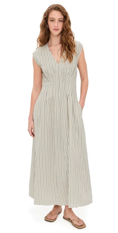 Rag & Bone Ines Stripe Satin Dress Cream Stripe In Gray