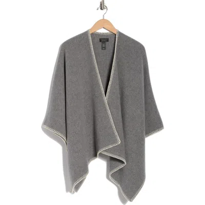 Rag & Bone Ingrid Blanket Stitch Wool Poncho In Gray