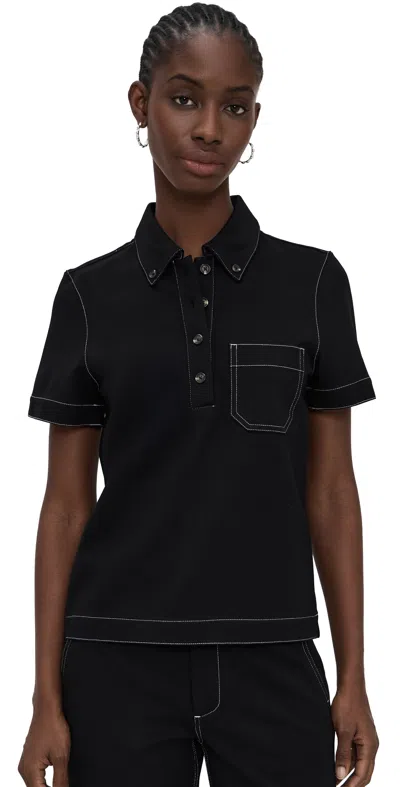 Rag & Bone Irina Contast Stitch Polo Black