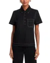 Rag & Bone Irina Contrast Stitch Button-down Polo In Black