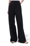 Rag & Bone Irina Contrast Stitch Straight Leg Pants In Black