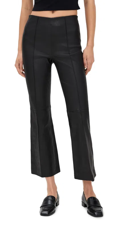 RAG & BONE IRINA LEATHER KICK FLARE PANTS BLACK