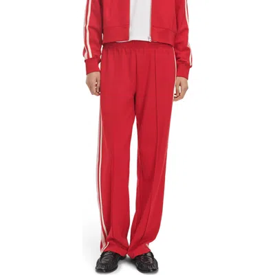 Rag & Bone Irina Mid Rise Wide Leg Ponte Track Pants In Red