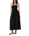 Rag & Bone Irina Mixed Media Strapless Maxi Dress In Black
