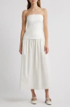 Rag & Bone Irina Mixed Media Strapless Maxi Dress In White