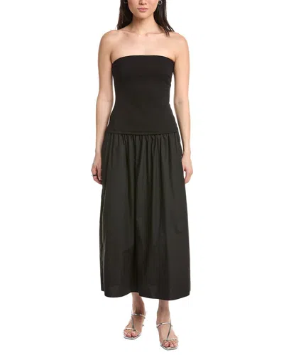 Rag & Bone Irina Mixed Media Strapless Midi Dress In Black