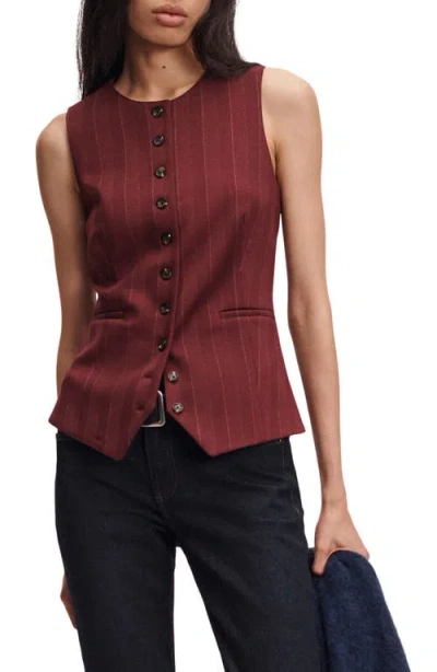 Rag & Bone Irina Ponte Jacquard Long Vest In Burgundy Multi