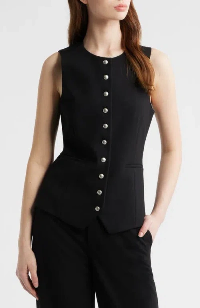 Rag & Bone Irina Ponte Knit Longline Vest In Black