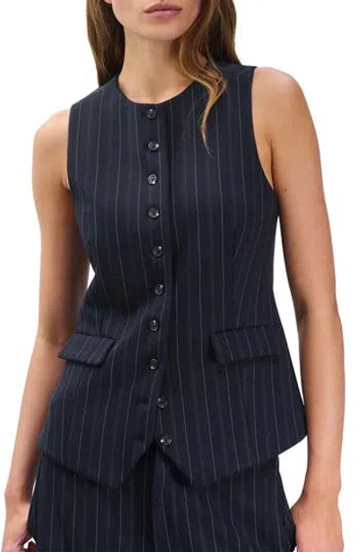 Rag & Bone Irina Ponte Longline Vest In Blue