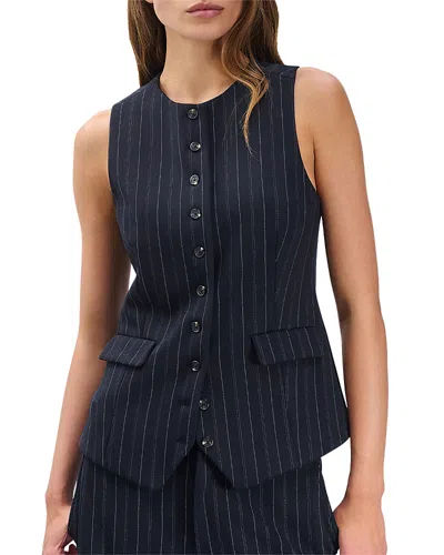 Rag & Bone Irina Ponte Plaid Long Vest In Blue