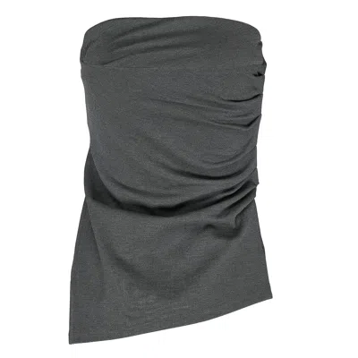 Rag & Bone Irina Shirred Strapless Top In Gray