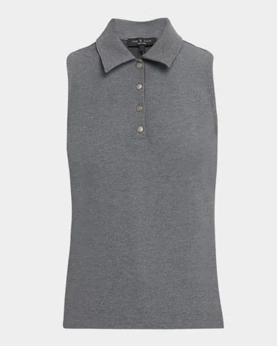 RAG & BONE IRINA SLEEVELESS PONTE POLO SHIRT