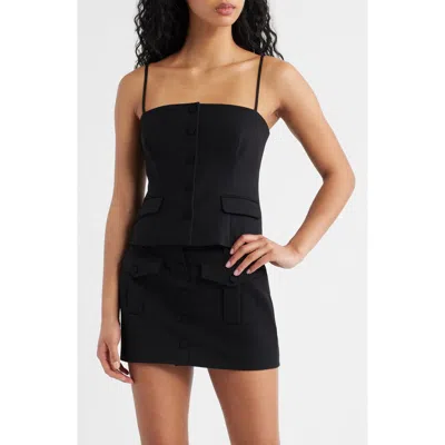 Rag & Bone Irina Sqare Neck Button-up Top In Black