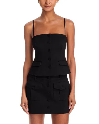 Rag & Bone Irina Square Neck Button Tank In Black