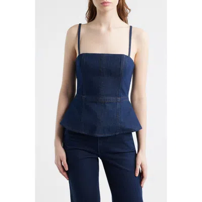 Rag & Bone Isabella Denim Peplum Top In Blue