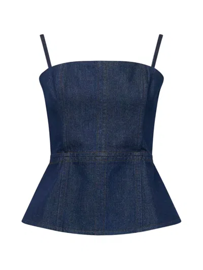 Rag & Bone Isabella Denim Peplum Top In Blue