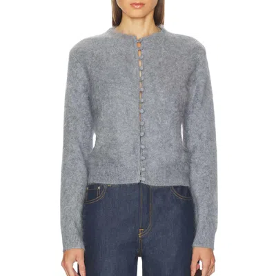 Rag & Bone Jada Brushed Cashmere Cardigan In Heathered Grey In Blue