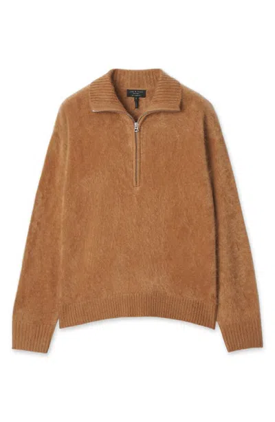 Rag & Bone Jada Brushed Cashmere Half Zip Sweater In Burgundy
