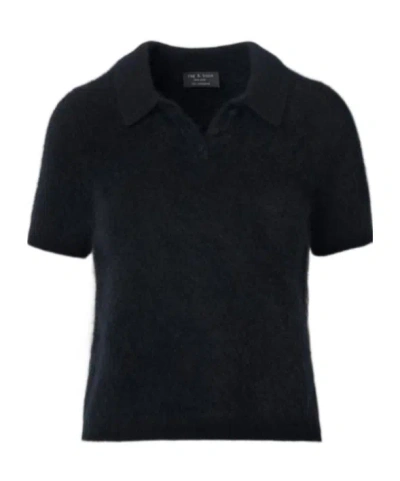 Rag & Bone Jada Brushed Cashmere Polo In Black