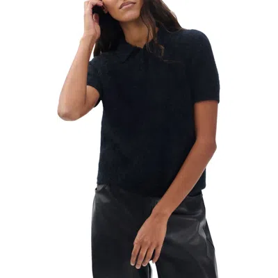 Rag & Bone Jada Brushed Cashmere Polo Sweater In Black